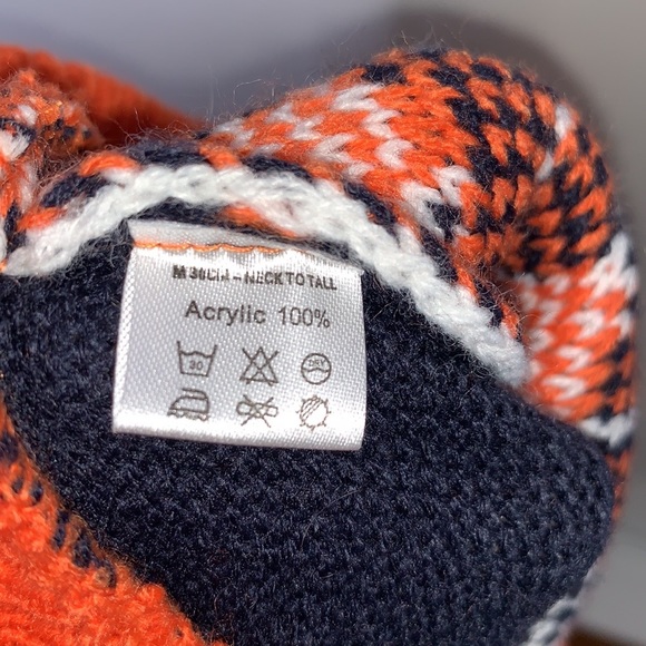 NWOT BOBIBI Orange White Nerd Diamond Pet Sweater - Picture 6 of 6